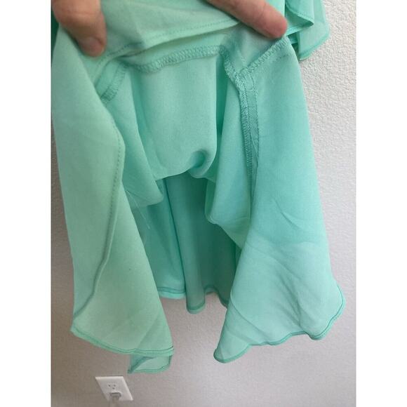 Loveriche mint green ruffle mini dress chiffon size small cocktail rush fairy - Picture 5 of 8